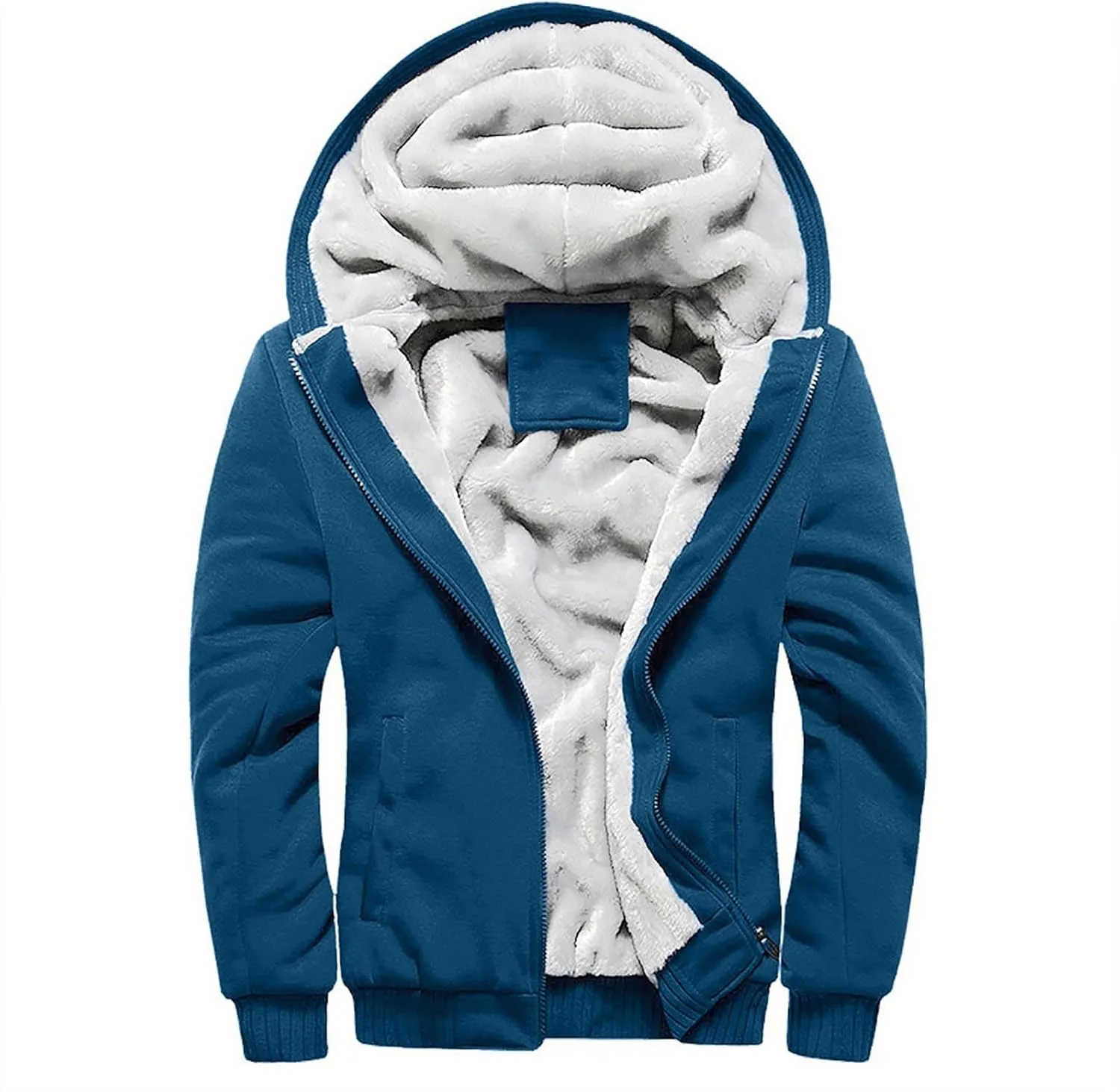 Mens Sherpa Hoodie Big And Tall Zip Up Jacket Heavyweight Fleece Lined Hooded Sweatshirt Warm Thick Winter Coat