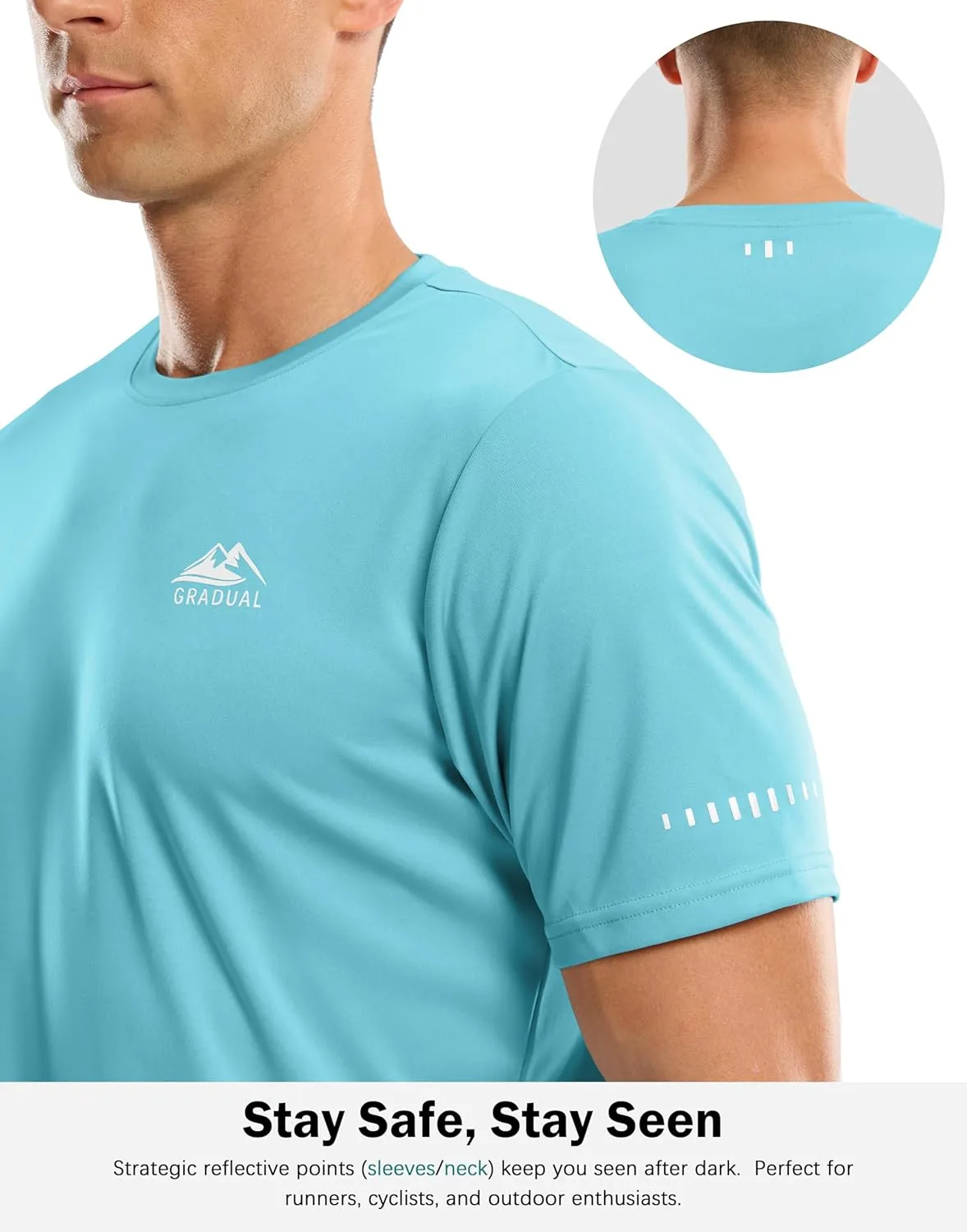 Men's UPF 50  Sun Protection Dry Fit Workout T-Shirts Rash Guard Swim Shirts Moisture Wicking Tee for Athletic, Beach, Hiking