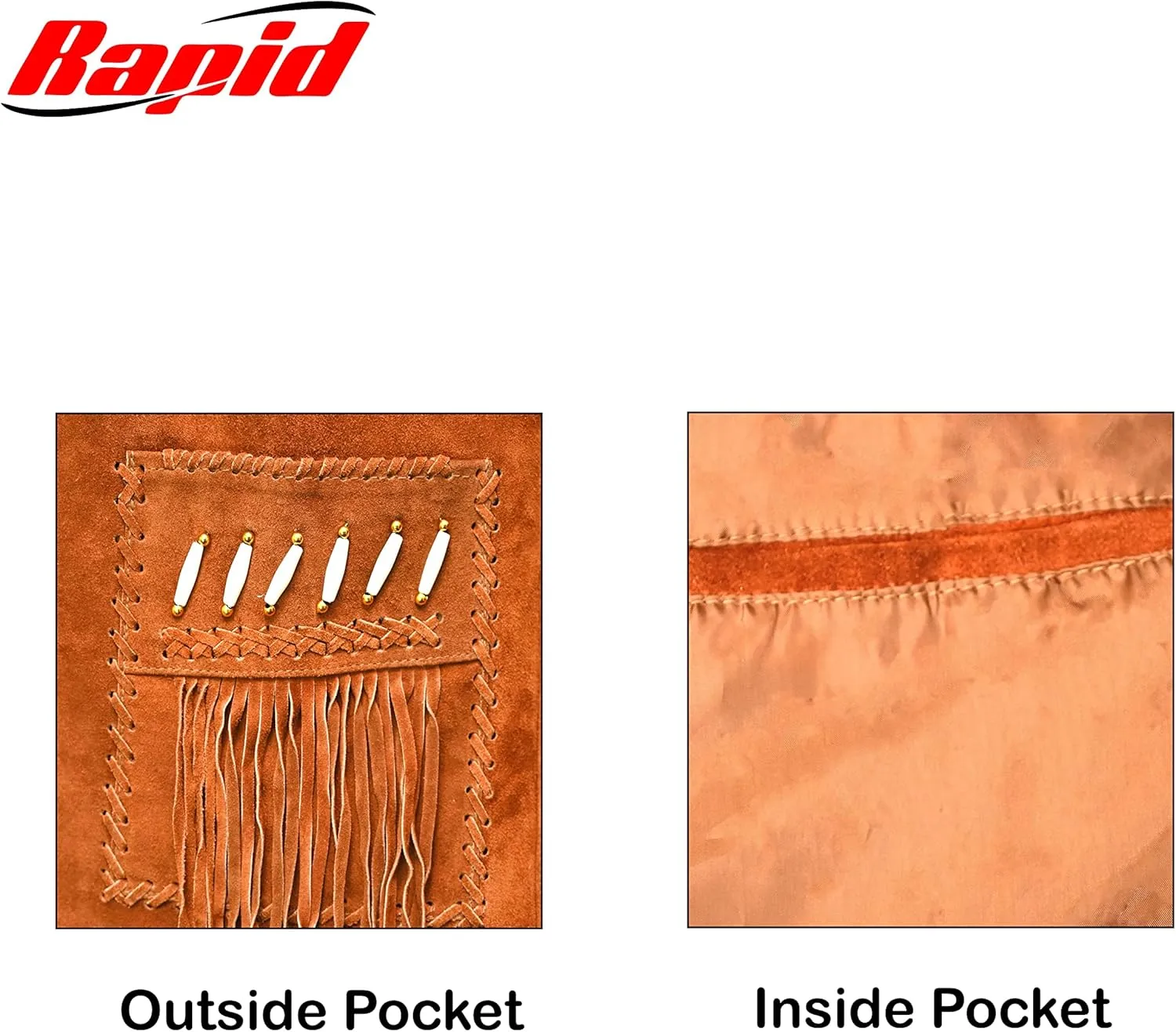 Men's Western Cowboy Leather Jacket with Fringed Native American Suede Beaded Traditional Leather Coat