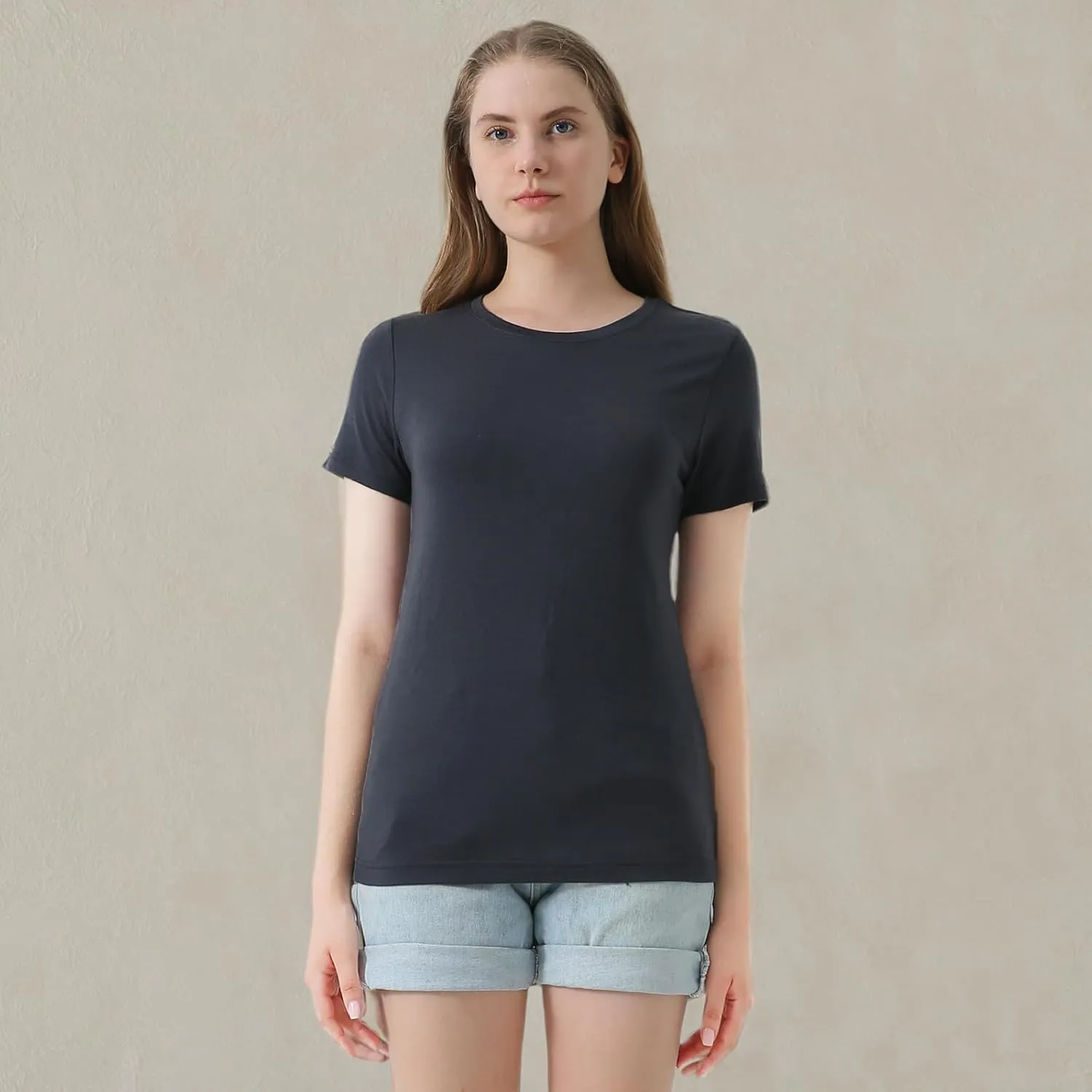Merino Protect 100% Merino Wool T Shirts Women Crew Neck Tops Short Sleeve Odor Resistance Base Layer Travel Hiking Tee Shirt