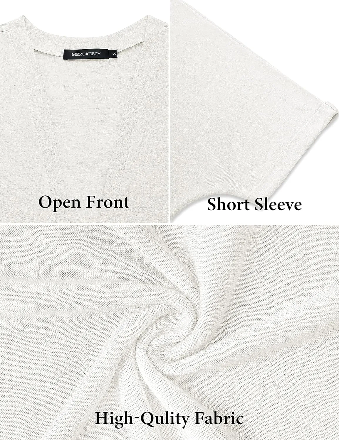 MEROKEETY Womens 2025 Summer Lightweight Cardigan Short Sleeve Open Front Casual Loose Cover Ups