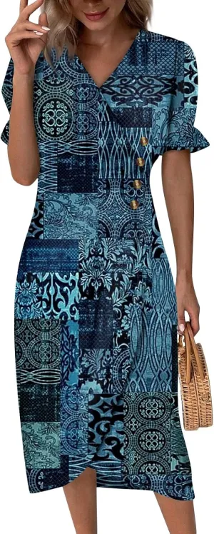 Midi Dresses for Women Dress Women Puff Sleeve Women Dresses for Special Occasions Summer Fitted