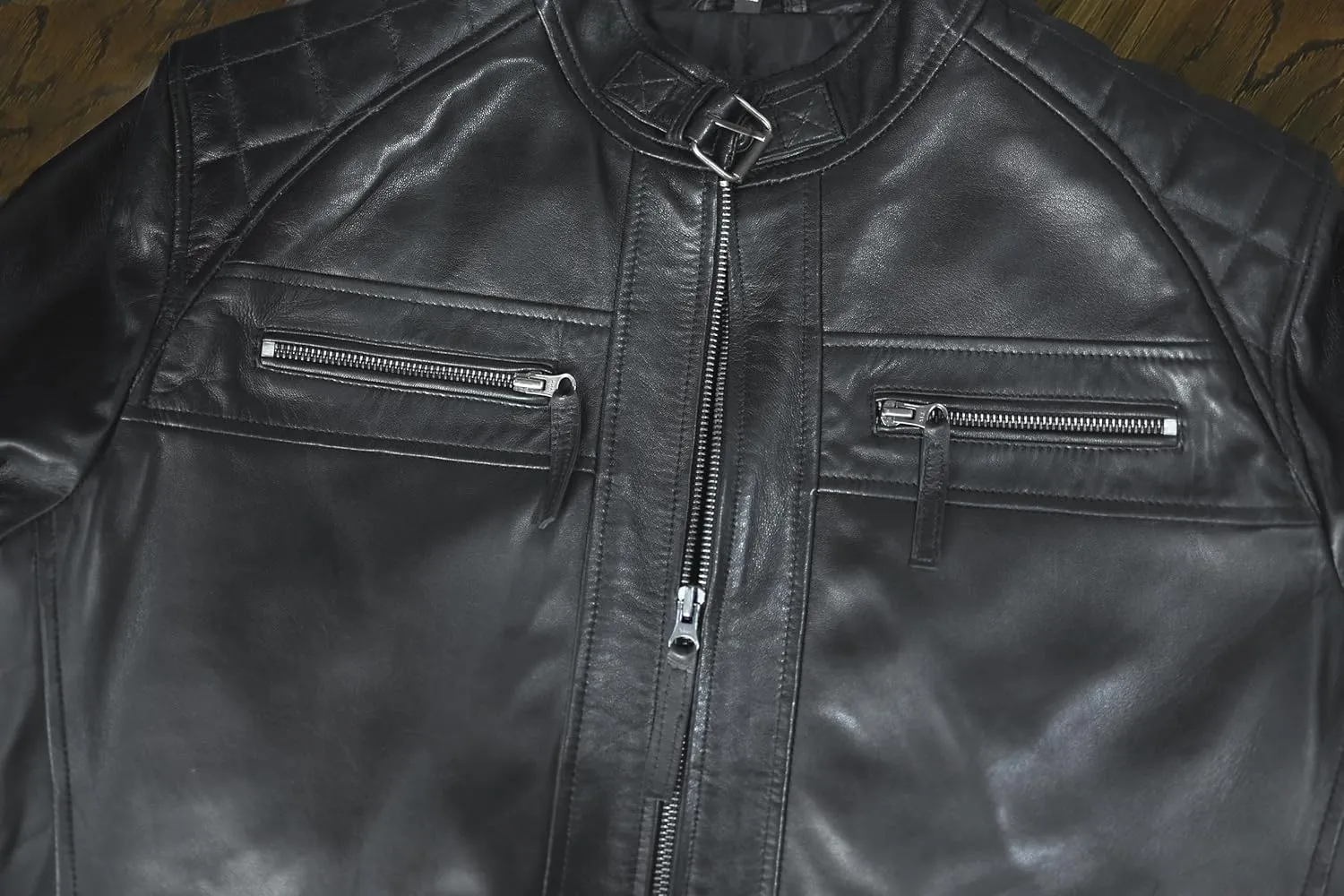 Motorcycle Black Leather Jacket Men - Vintage Biker Cafe Racer Real Lambskin Black Mens Motorcycle Jackets