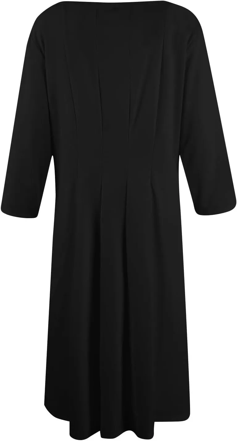 NBXNZWF Womens 3/4 Length Sleeve Dresses Casual Round Neck Three Quarter Sleeve Midi Dress Fall Elegant Knee Length Dresses