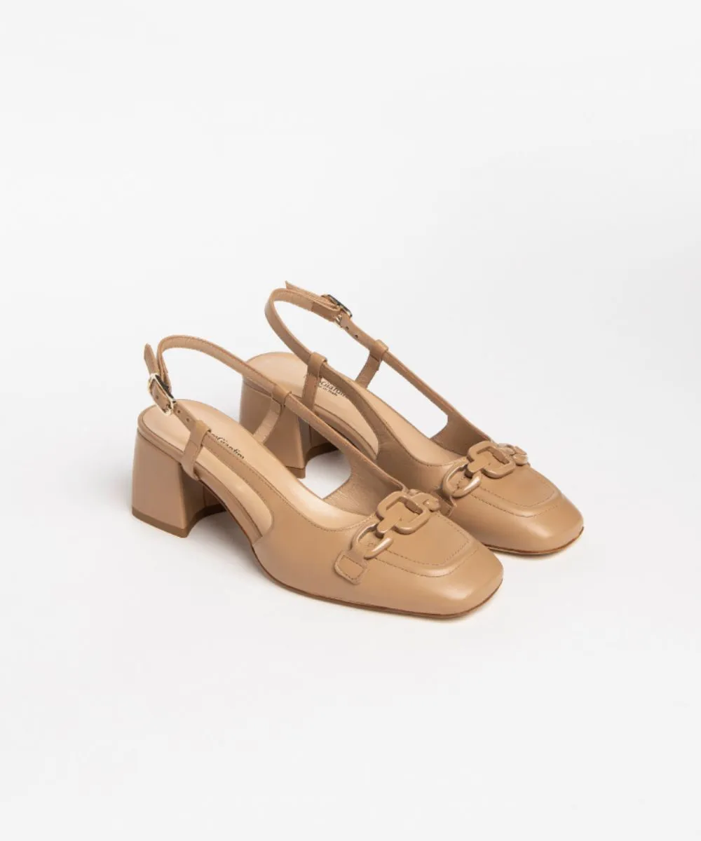 NERO GIARDINI LEATHER BLOCK HEELED SANDALS