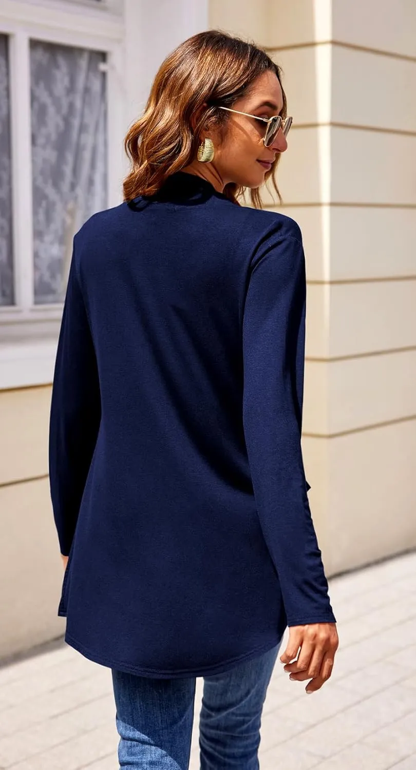 Newchoice Womens Long Sleeve Cardigans Lightweight Soft Open Front Drape Cardigan Dusters with Pockets