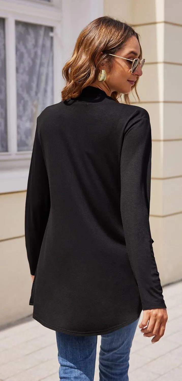 Newchoice Womens Long Sleeve Cardigans Lightweight Soft Open Front Drape Cardigan Dusters with Pockets