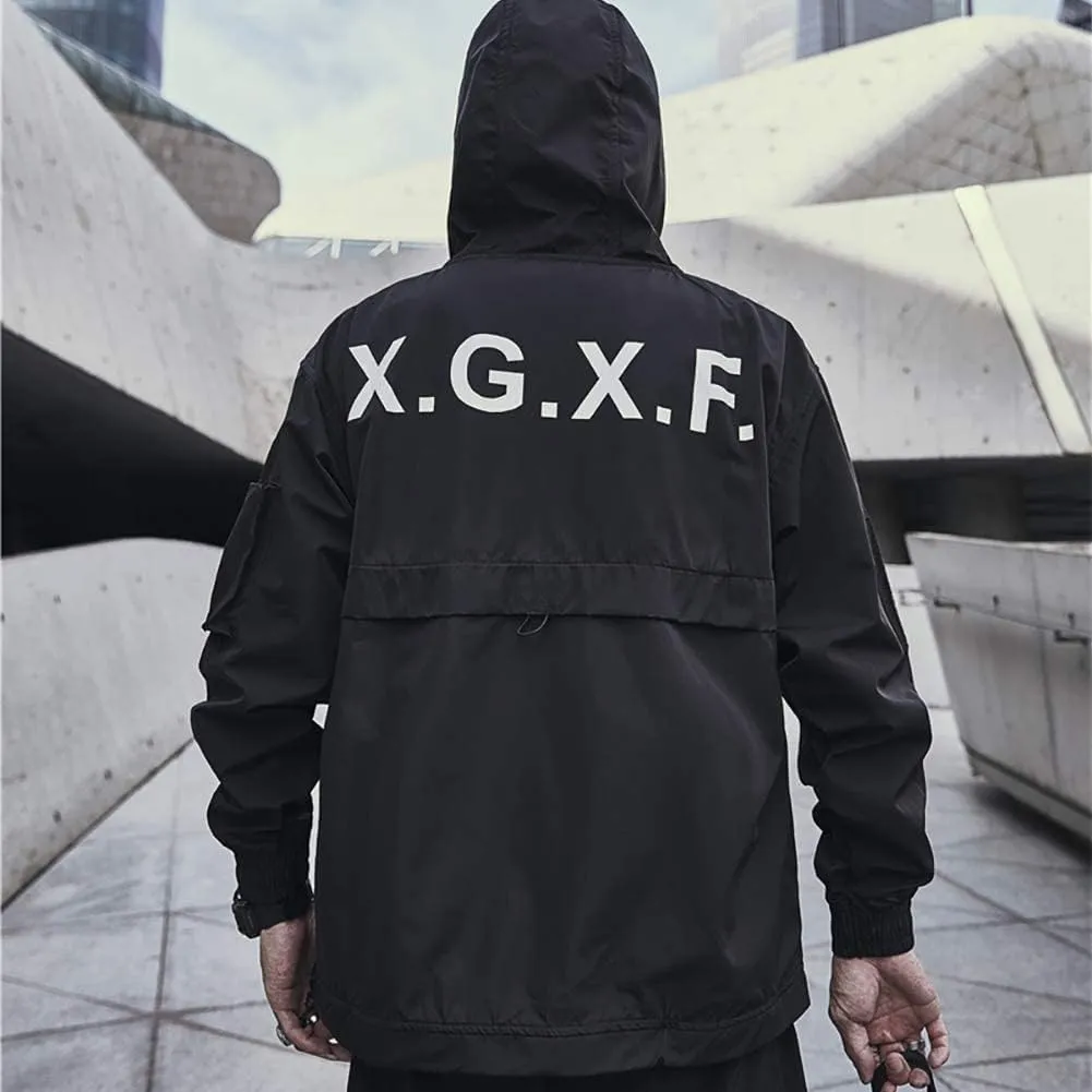 Niepce Inc Japanese Streetwear Zip Up Windbreaker Jackets for Men