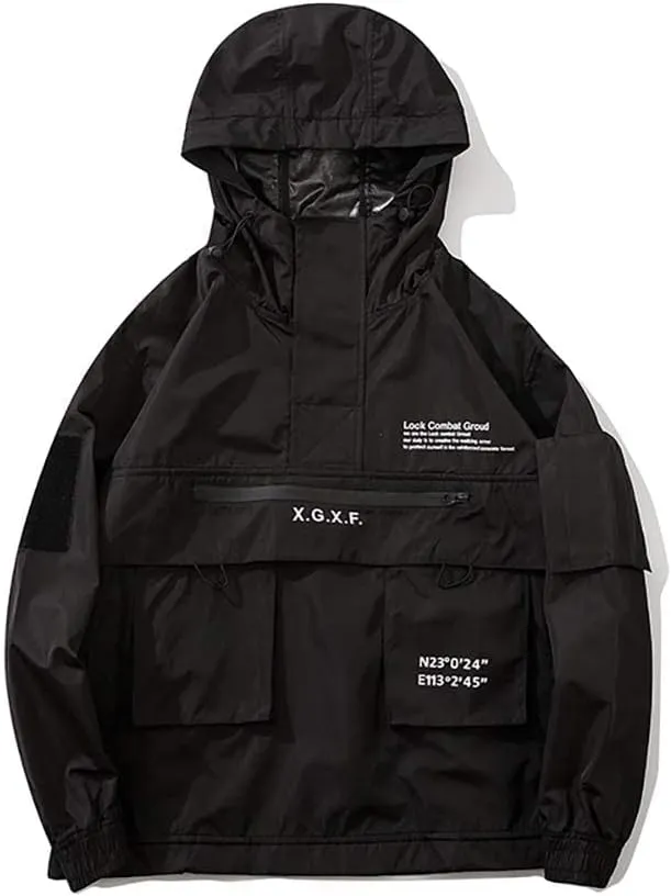 Niepce Inc Japanese Streetwear Zip Up Windbreaker Jackets for Men