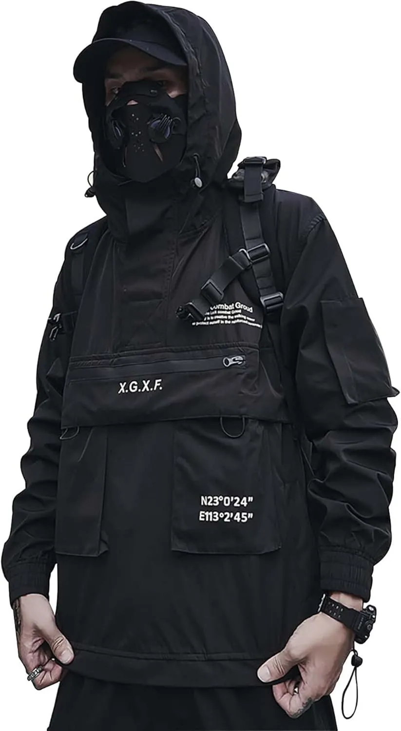 Niepce Inc Japanese Streetwear Zip Up Windbreaker Jackets for Men