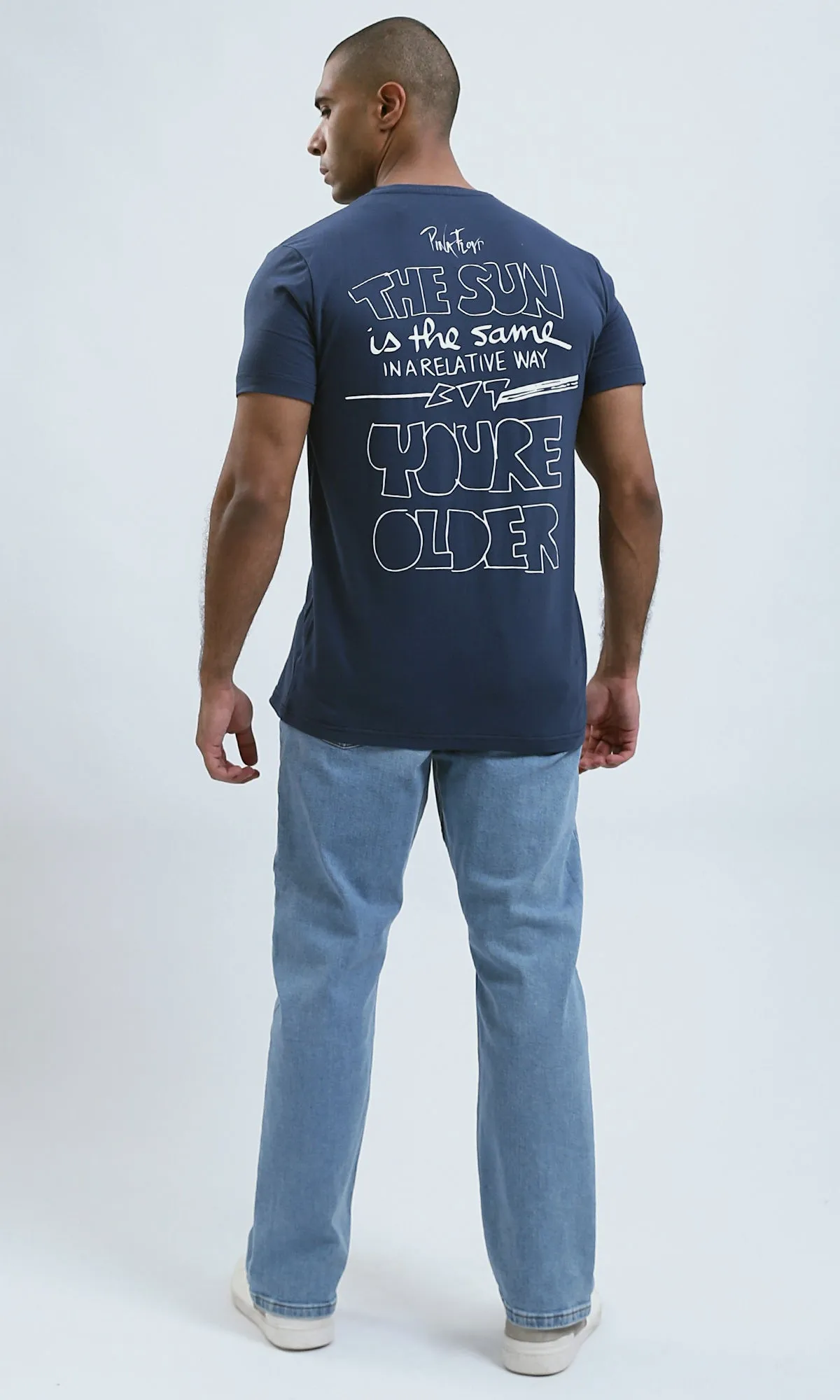 O179007 Crew Neck Navy Blue Slip On Summer Tee