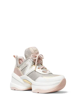 Olympia Glitter Chain-mesh And Leather Trainer