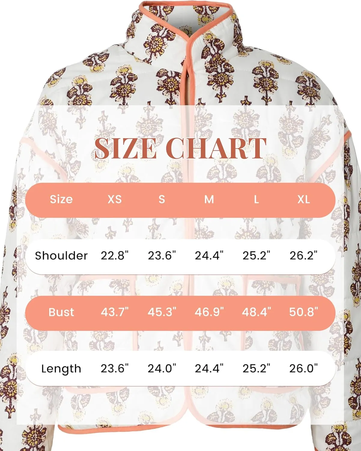 Omoone Women's Cropped Quilted Jacket Floral Printed LightWeight Padded Puffer Cardigan Coat Outwear