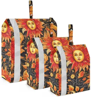 Orange Sunflowers Leaves Black Packing Cubes for Travel 3 Set Compression Travel Cubes Luggage Cubes for Carry On
