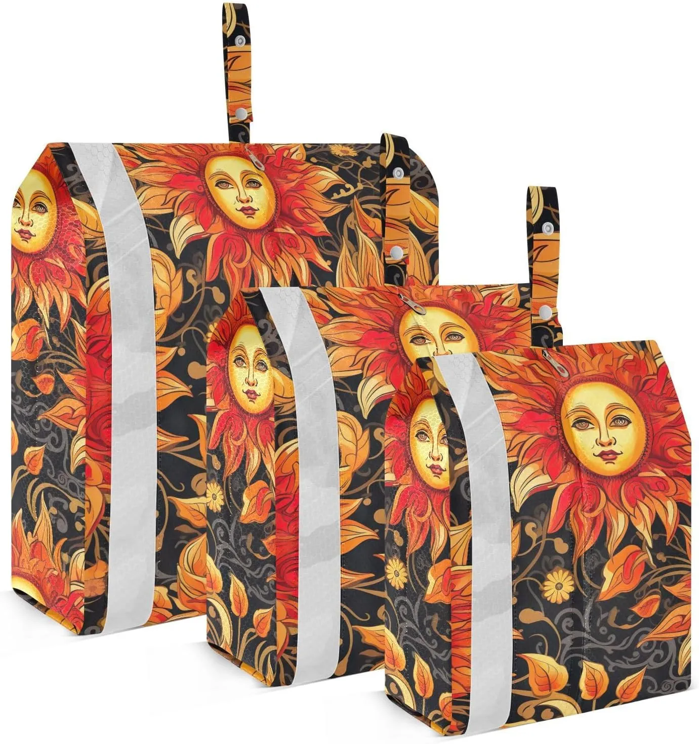 Orange Sunflowers Leaves Black Packing Cubes for Travel 3 Set Compression Travel Cubes Luggage Cubes for Carry On