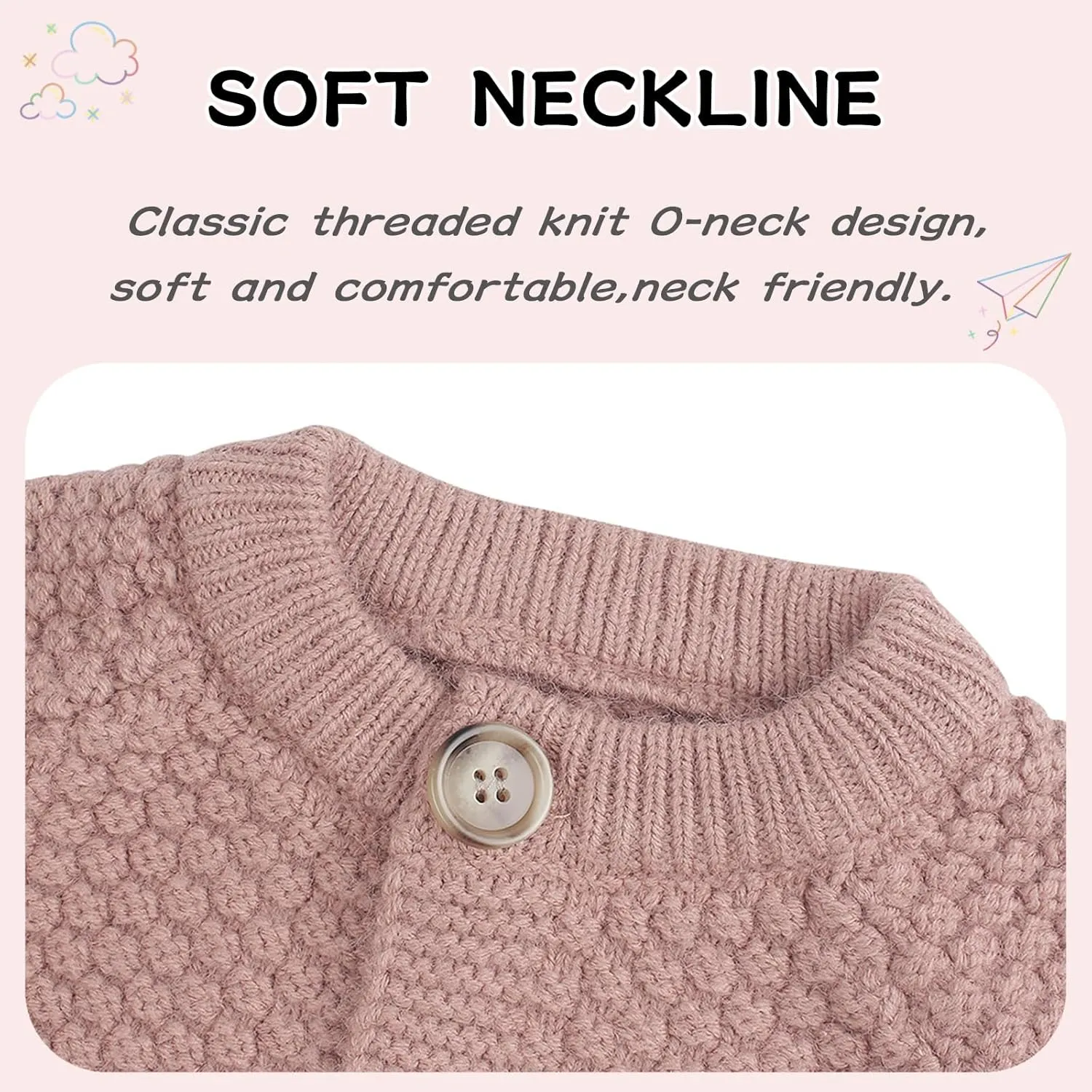 Peecabe Toddler Girl Sweaters Cable Knit Long Sleeve Crewneck Chunky Crochet Cardigans 1-6T