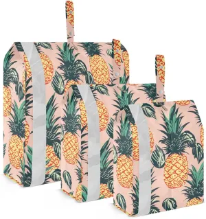 Pineapple Leaves Pink Packing Cubes for Travel 3 Set Packing Essentials Suitcase Organizer Bags Set for Suitcases