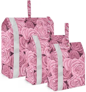 Pink Roses Packing Cubes for Travel 3 Set Packing Bags Suitcase Organizer for Suitcase