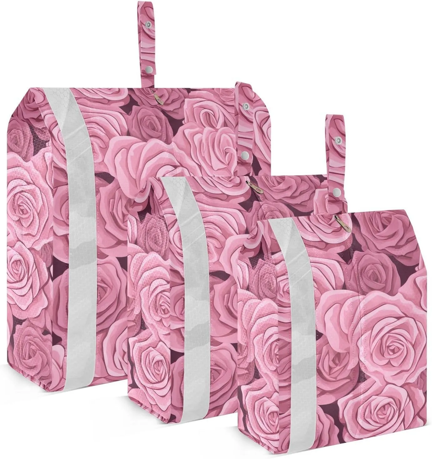 Pink Roses Packing Cubes for Travel 3 Set Packing Bags Suitcase Organizer for Suitcase
