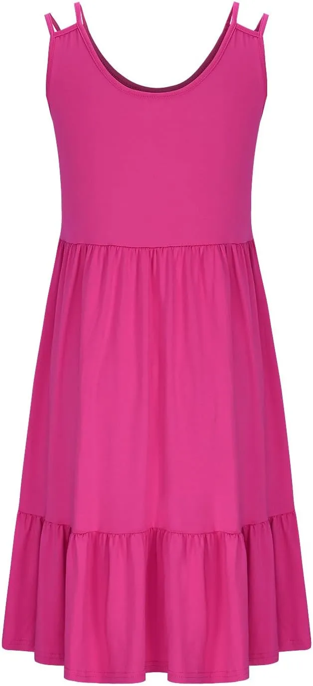 Plus Size Summer Dresses for Women Sleeveless Beach Tank Tiered Dress Casual Flowy A Line Vacation Midi Sundress