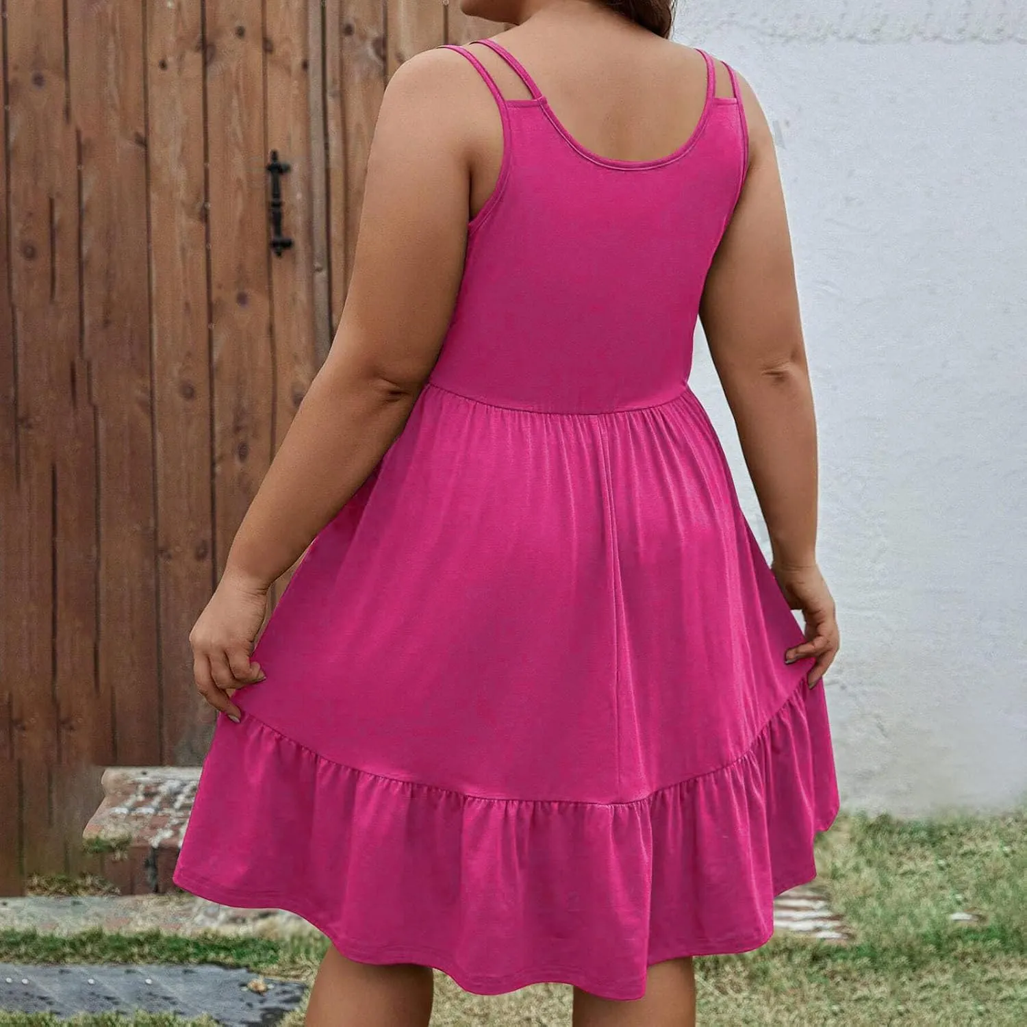 Plus Size Summer Dresses for Women Sleeveless Beach Tank Tiered Dress Casual Flowy A Line Vacation Midi Sundress