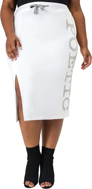 Poetic Justice Plus Size Curvy Womens Knee Length Casual Drawstring Split Skirts