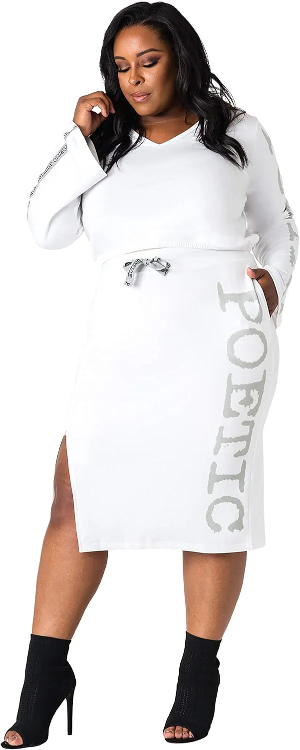 Poetic Justice Plus Size Curvy Womens Knee Length Casual Drawstring Split Skirts