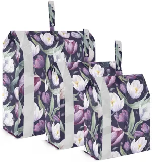 Purple Tulips Packing Cubes for Travel 3 Set Travel Organizer Bags Luggage Bags Organizer for Travel Compression