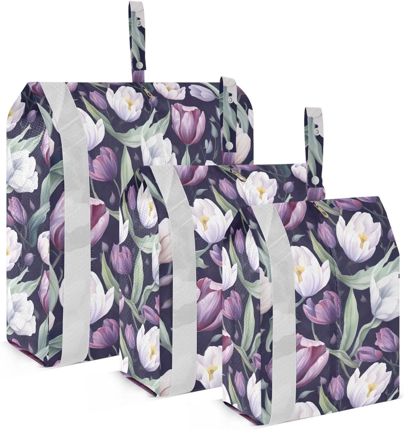 Purple Tulips Packing Cubes for Travel 3 Set Travel Organizer Bags Luggage Bags Organizer for Travel Compression
