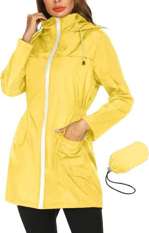 Rain Jackets For Women Waterproof Lightweight Packable Outdoor Hooded Raincoat