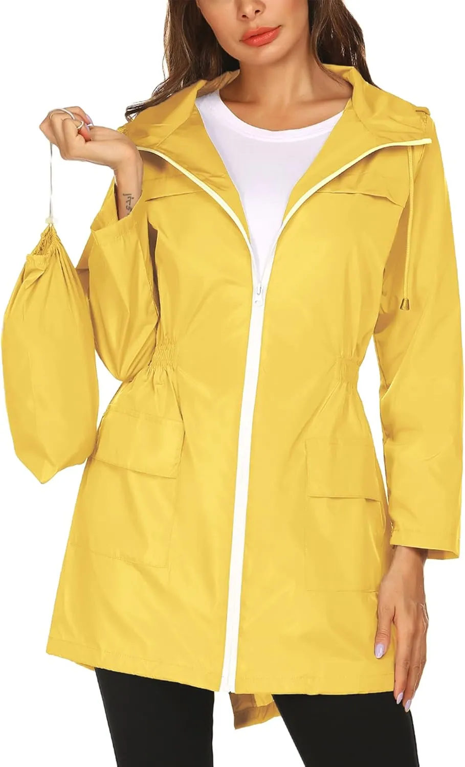 Rain Jackets For Women Waterproof Lightweight Packable Outdoor Hooded Raincoat