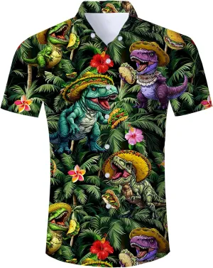 RAISEVERN Mens Hawaiian Shirt Casual Button Down Short Sleeve Tropical Beach Dress Shirt for Summer Holiday