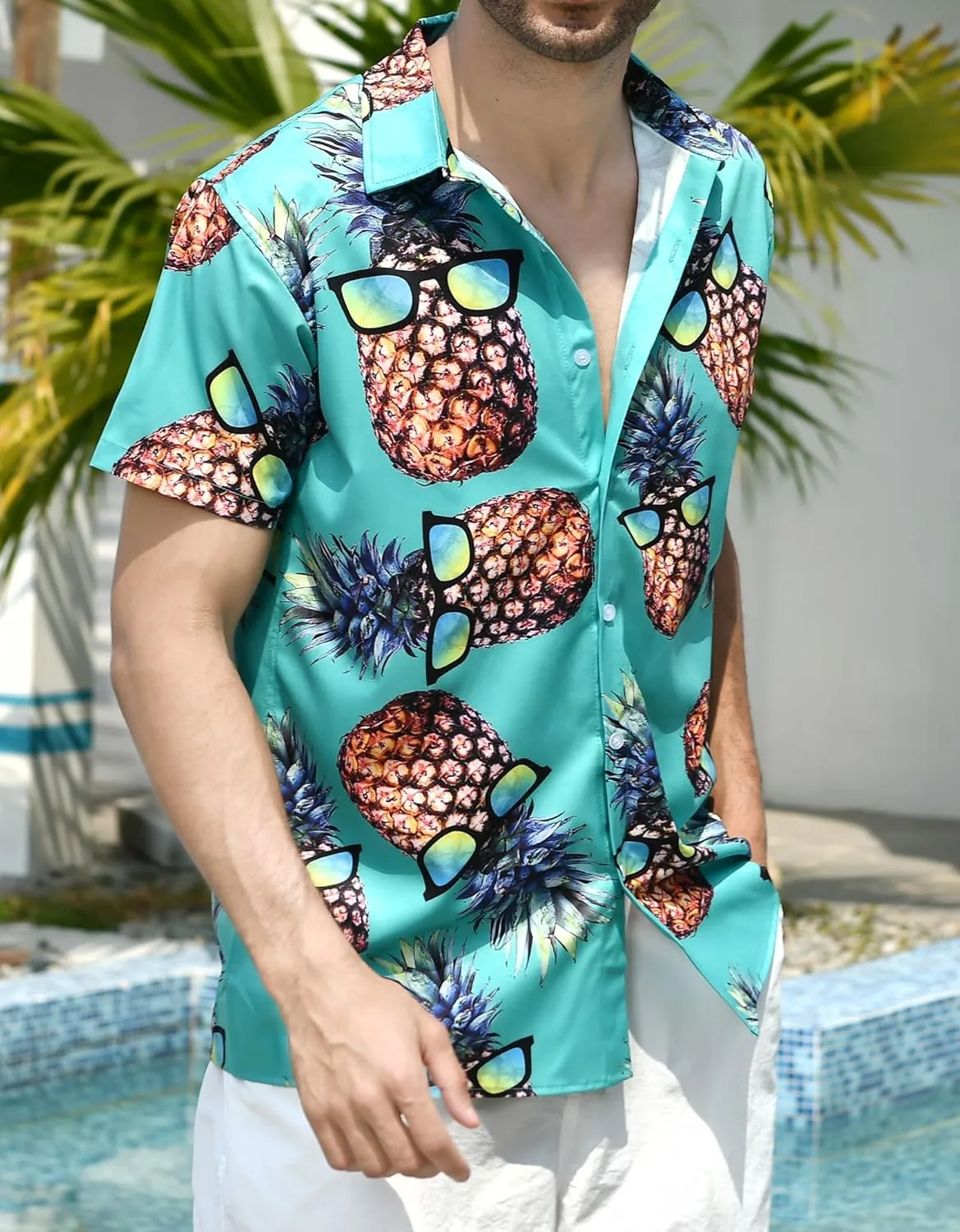 RAISEVERN Mens Hawaiian Shirt Casual Button Down Short Sleeve Tropical Beach Dress Shirt for Summer Holiday