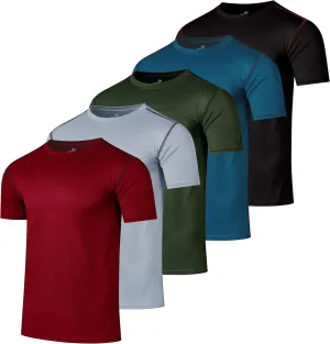 Real Essentials 5 Pack Mens Active Quick Dry Mesh Crew Neck T Shirts | Athletic Short Sleeve Tee (Available in Big & Tall)