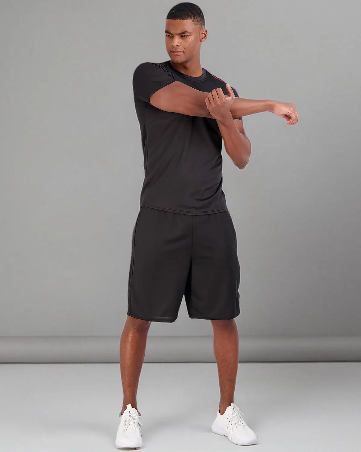 Real Essentials 5 Pack Mens Active Quick Dry Mesh Crew Neck T Shirts | Athletic Short Sleeve Tee (Available in Big & Tall)