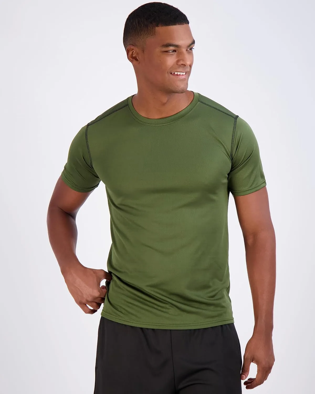 Real Essentials 5 Pack Mens Active Quick Dry Mesh Crew Neck T Shirts | Athletic Short Sleeve Tee (Available in Big & Tall)