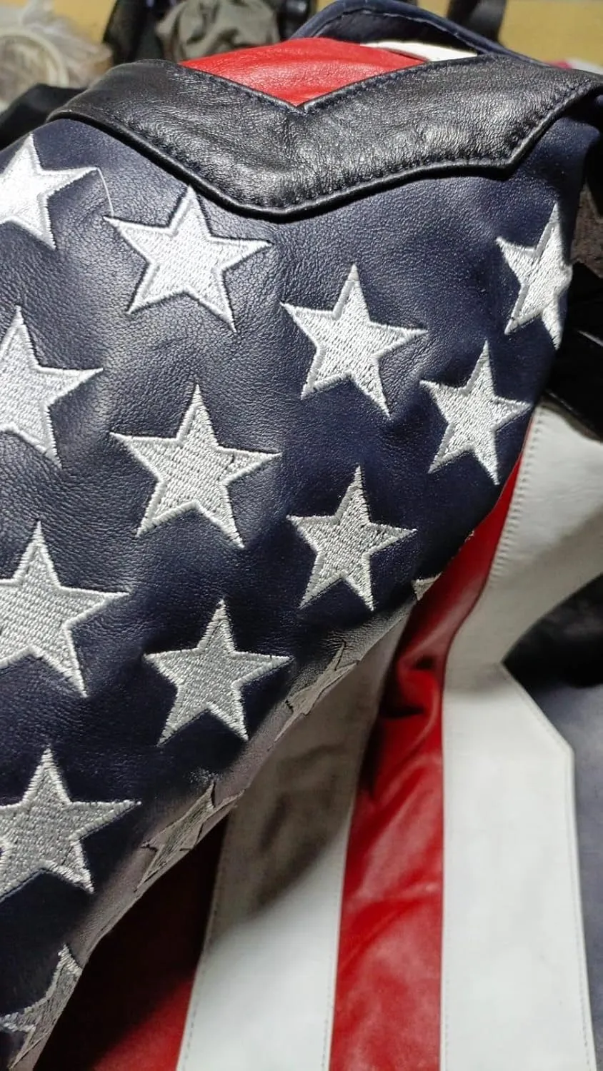Real Leather Jacket Inspired by American Flag