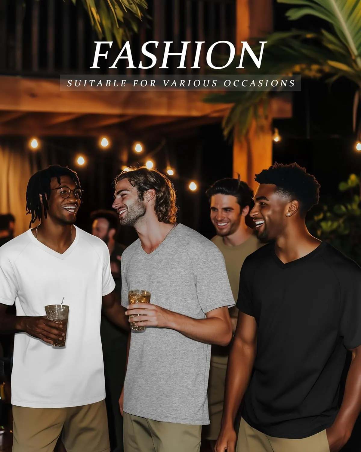 Riyiper 4 Pack Men's Big and Tall V Neck T-Shirts, Raglan Short Sleeve 30% Cotton Oversized Top Casual Summer Basic Tee