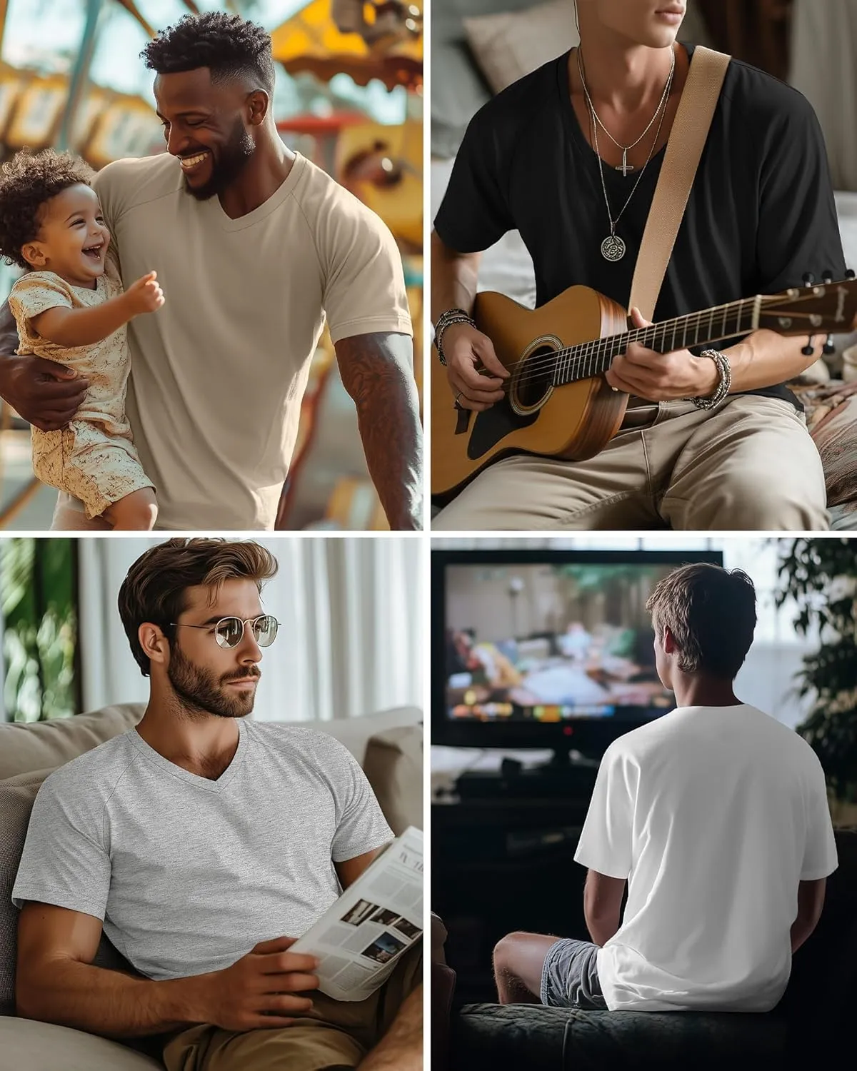 Riyiper 4 Pack Men's Big and Tall V Neck T-Shirts, Raglan Short Sleeve 30% Cotton Oversized Top Casual Summer Basic Tee
