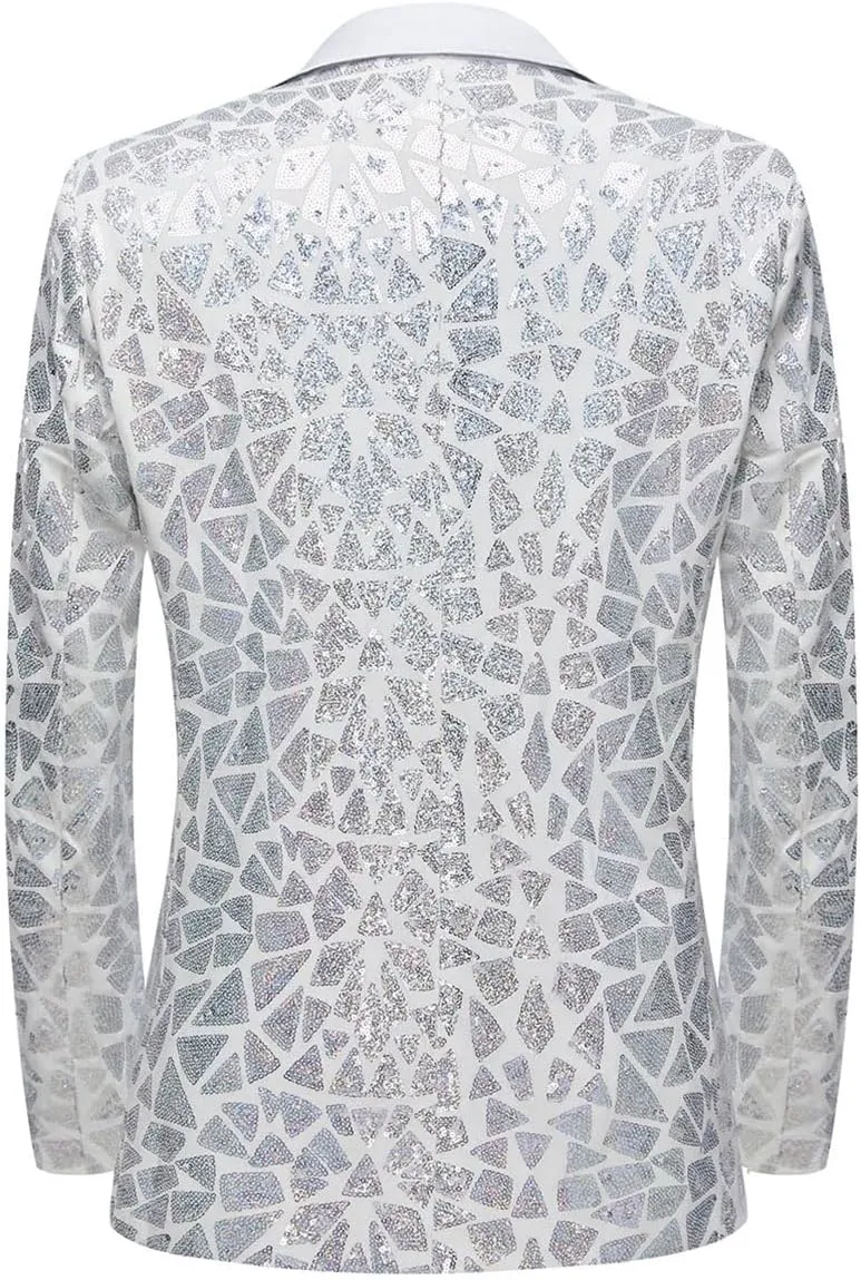 Rogers & Morris Triangle Sequin Jackets One Button Blazer for Men