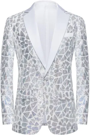 Rogers & Morris Triangle Sequin Jackets One Button Blazer for Men
