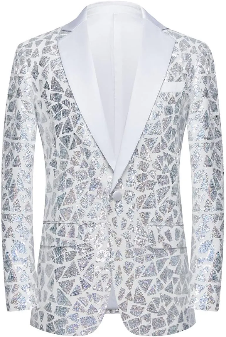 Rogers & Morris Triangle Sequin Jackets One Button Blazer for Men