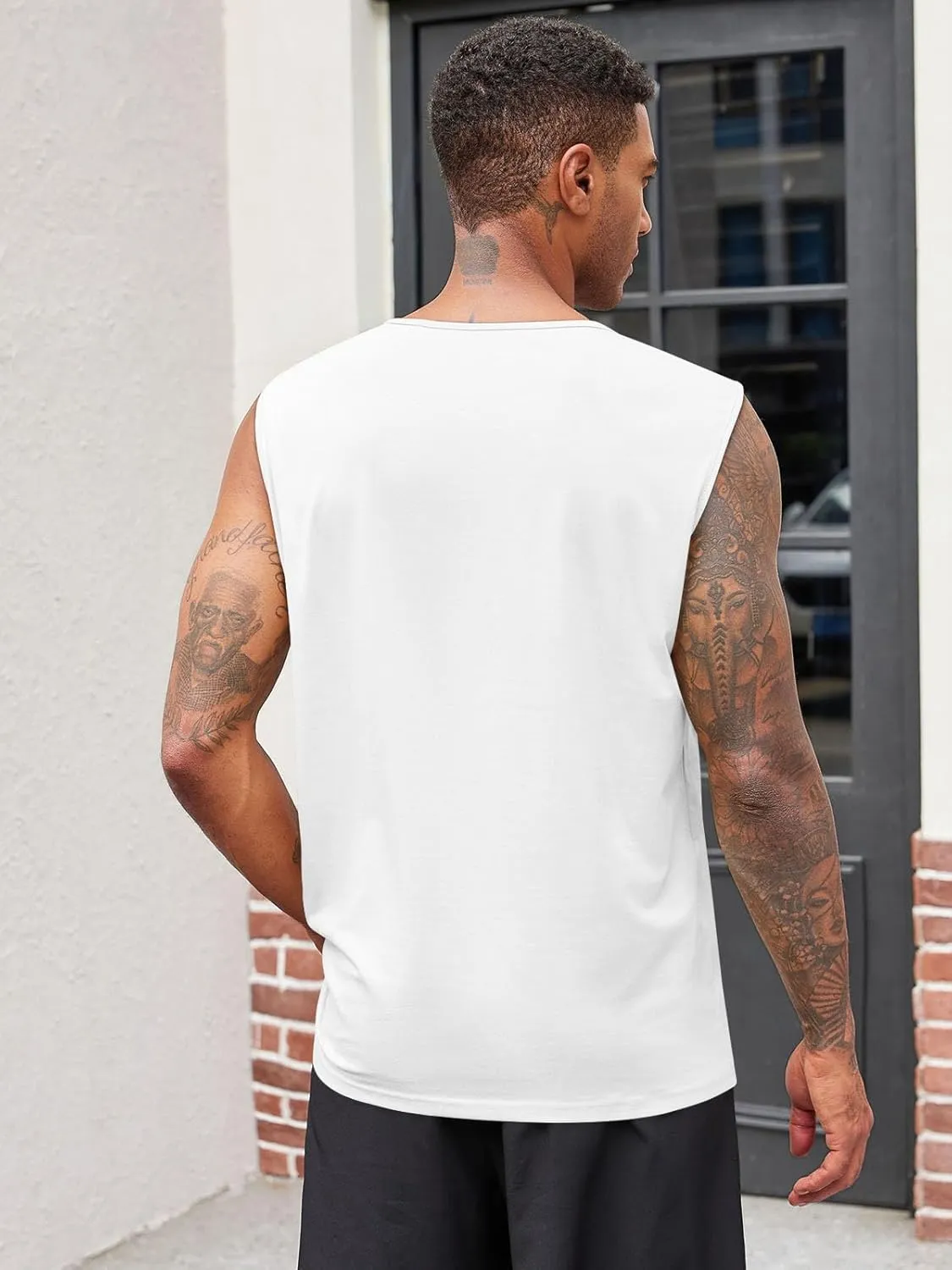 Runcati Mens Muscle Tank Tops Sleeveless Workout Gym Slim Fit Henley Shirt Casual Basic Summer Beach Tops