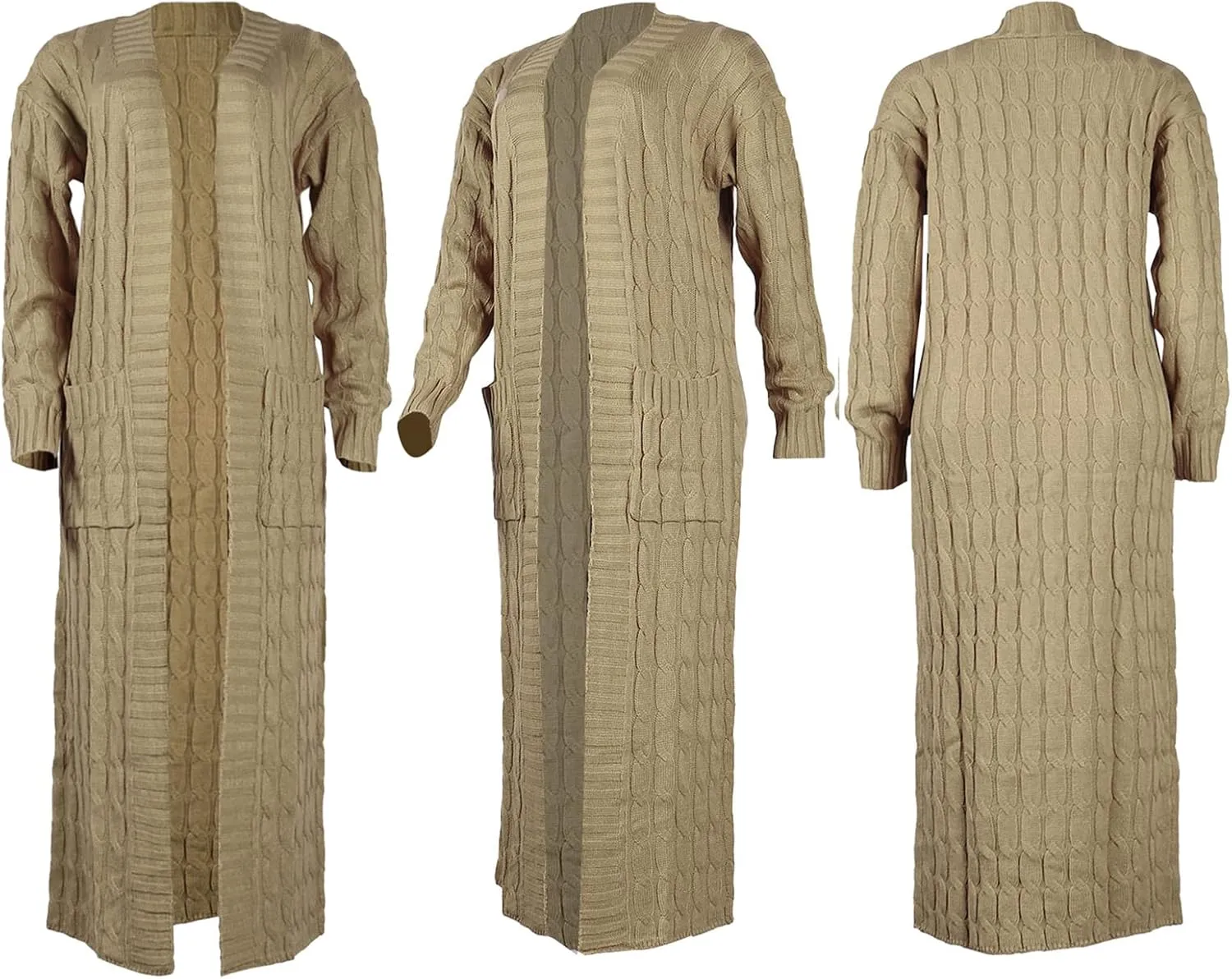 SHINFY Women Long Sleeve Open Front Knit Long Cardigan Casual Knitted Maxi Sweater Coat Outwear with Pockets