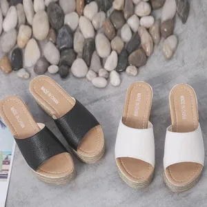 Single Band Open Toe High Heel Wedge Sandals