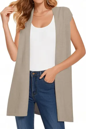 Sleeveless Cardigans for Women Open Front Knit Vest for Spring Summer Fall