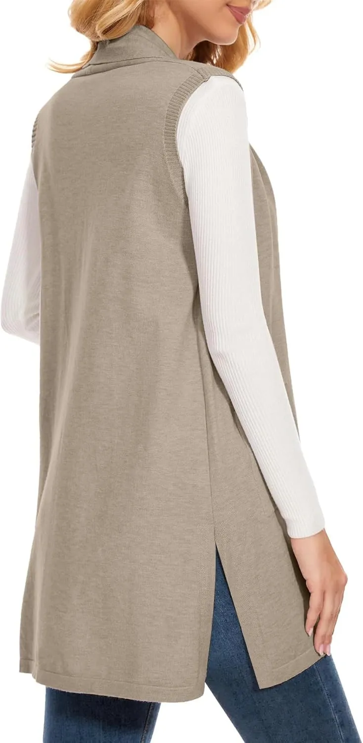 Sleeveless Cardigans for Women Open Front Knit Vest for Spring Summer Fall
