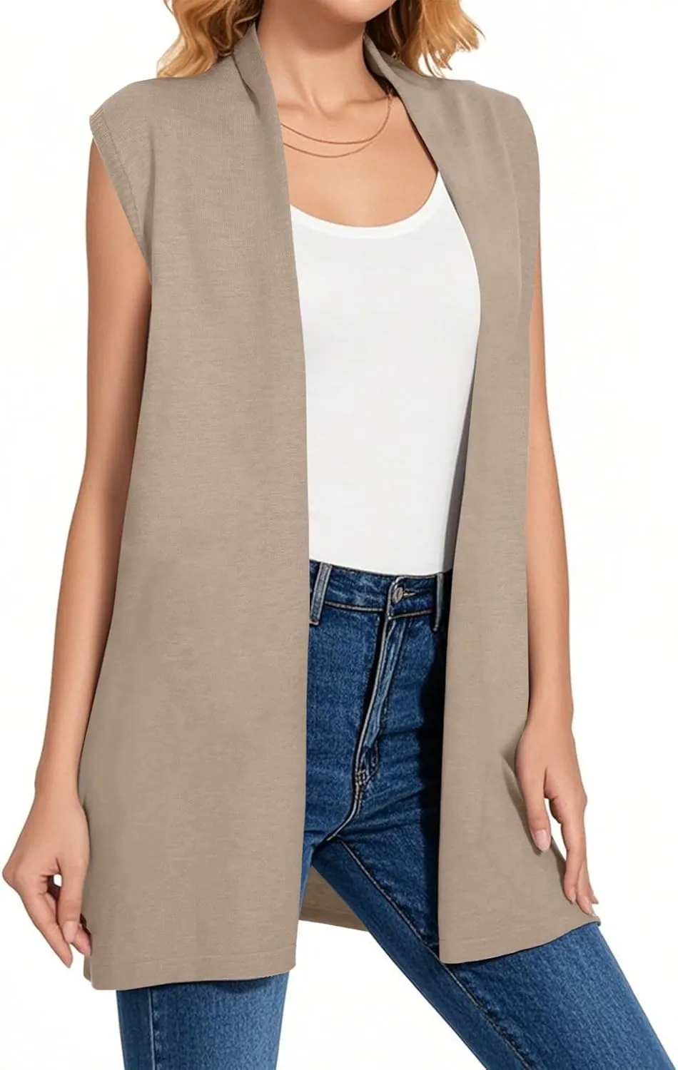 Sleeveless Cardigans for Women Open Front Knit Vest for Spring Summer Fall