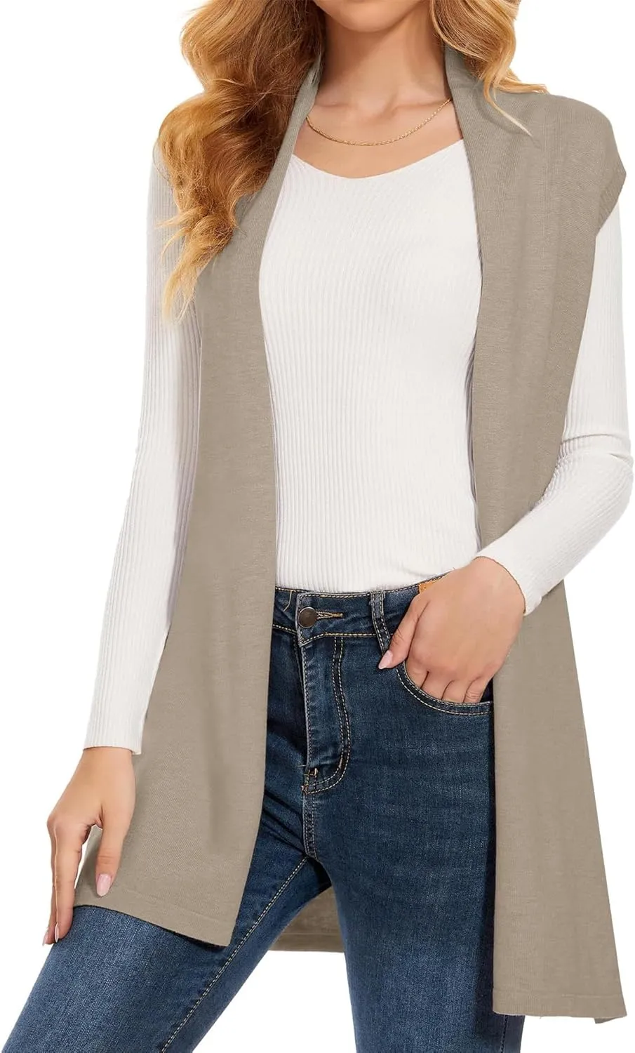 Sleeveless Cardigans for Women Open Front Knit Vest for Spring Summer Fall