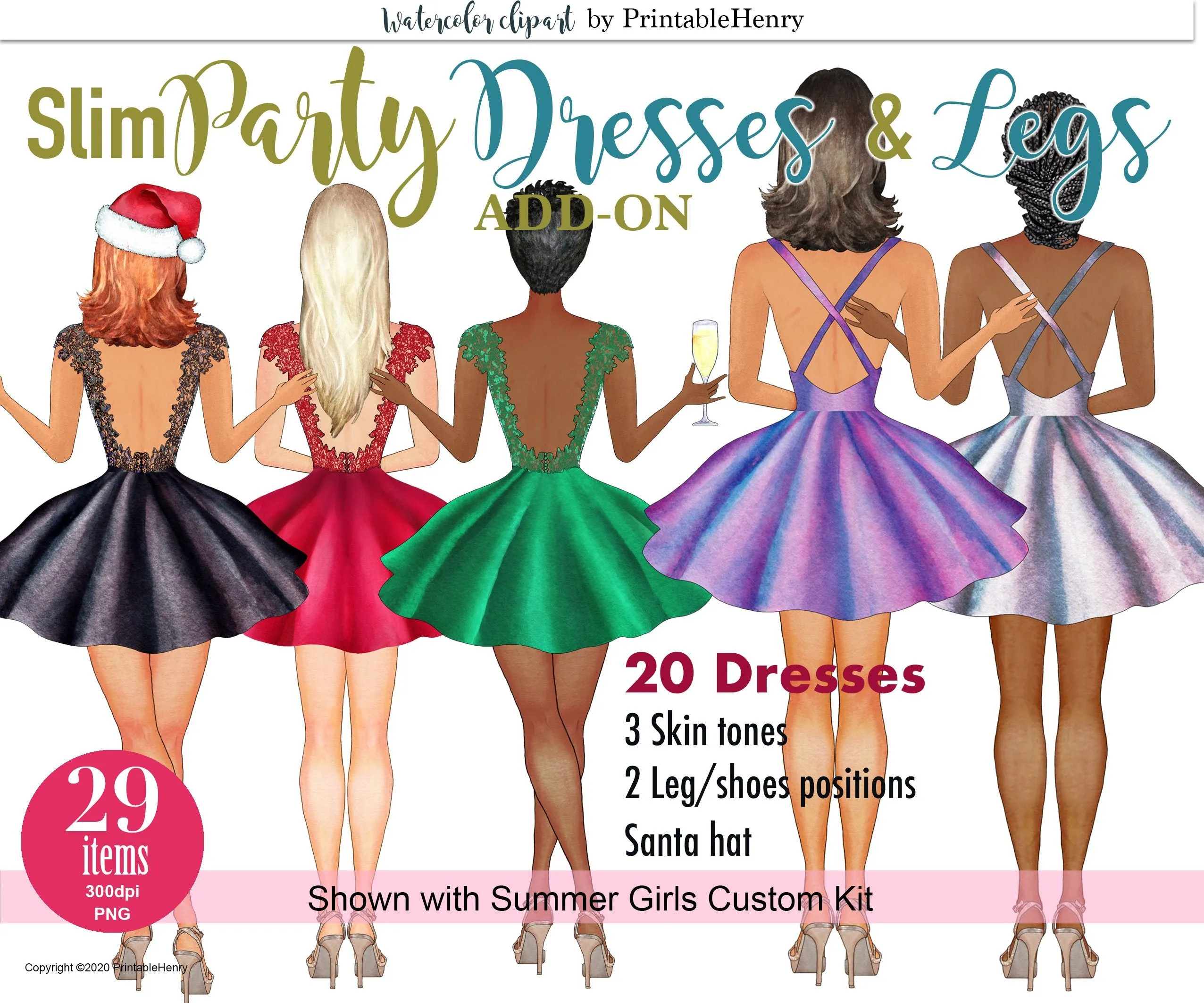 Slim Party Dresses Add-On clipart